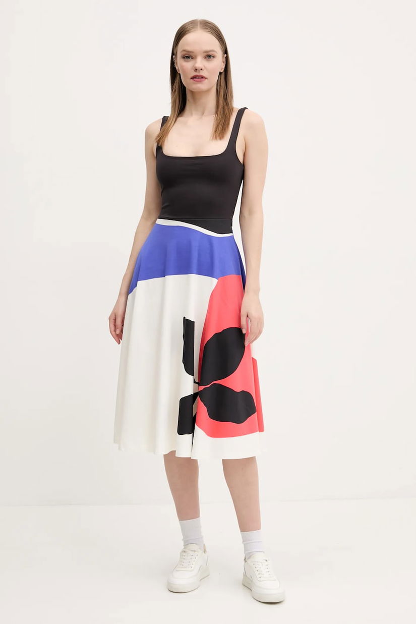 Desigual rochie ONDAS LACROIX culoarea negru, midi, evazată, 25SWVK41