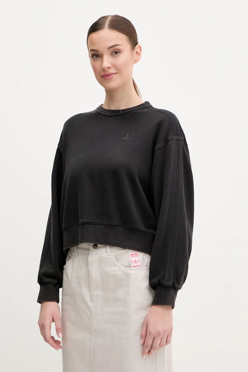adidas Originals hanorac de bumbac Essential femei, culoarea negru, neted, JP2515