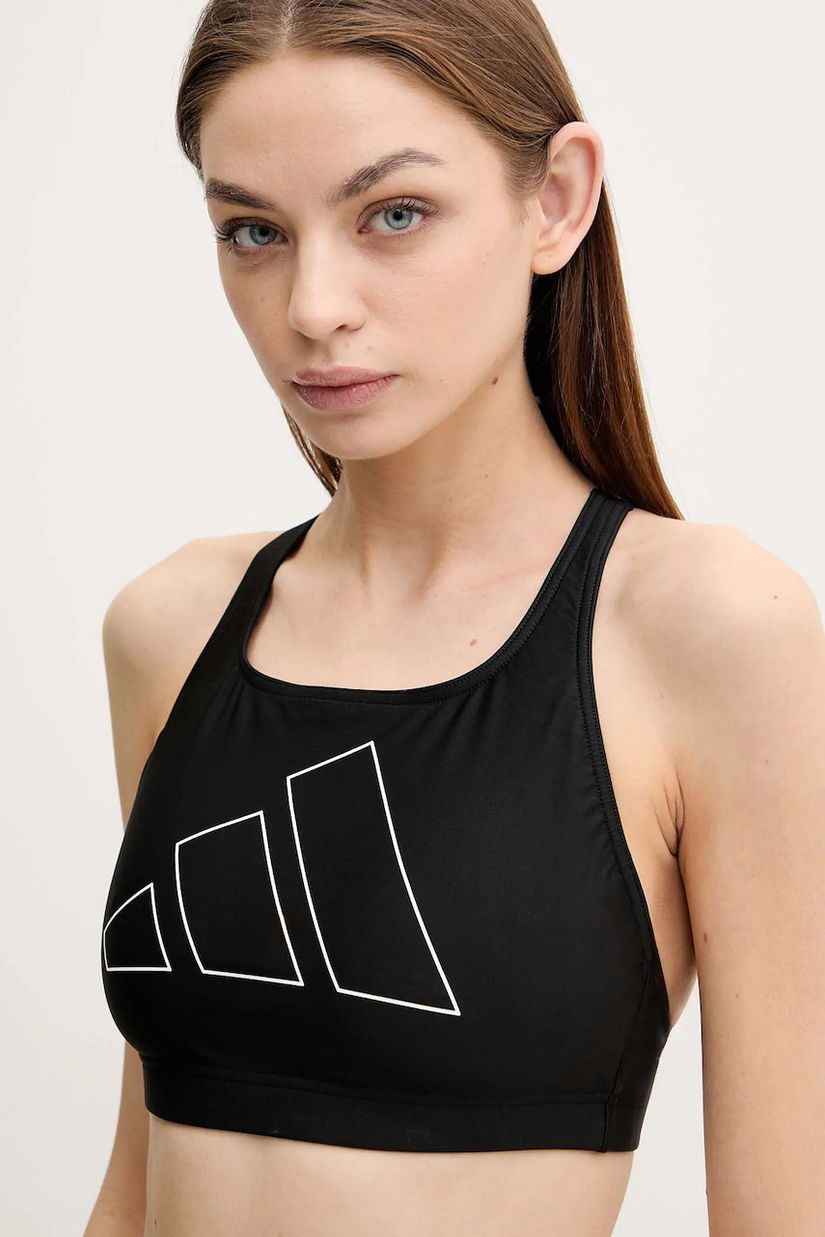 adidas Performance sutien de baie Big Bars culoarea negru, cupa moale, JJ2169