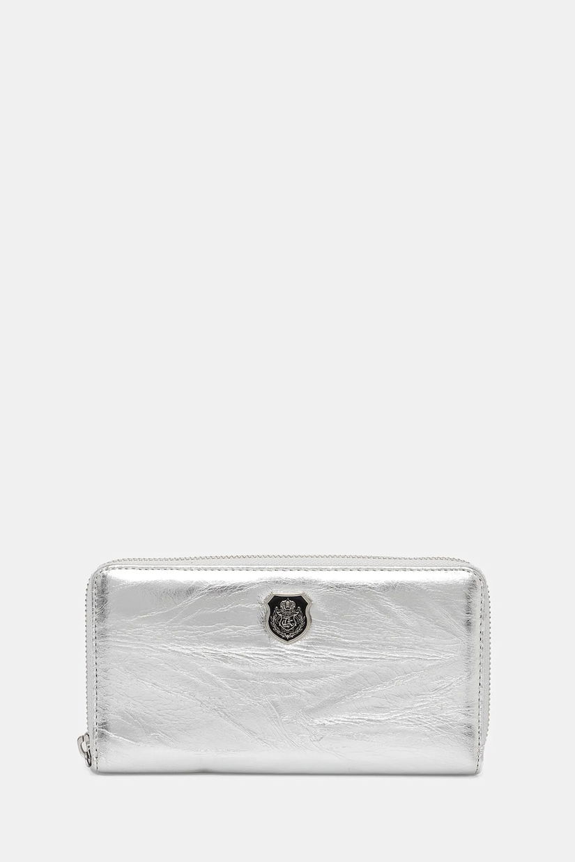 The Kooples portofel de piele femei, culoarea argintiu, AFPM30001K