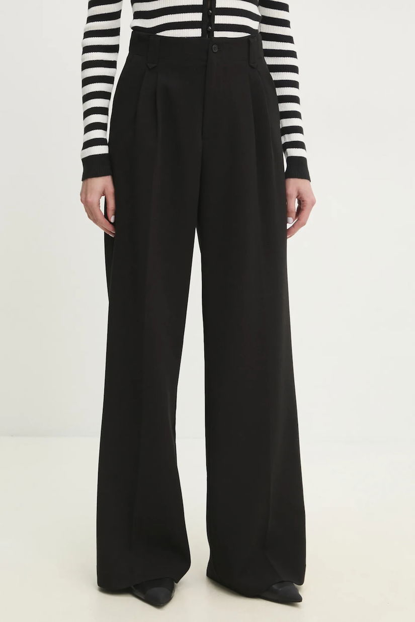 Answear Lab pantaloni femei, culoarea negru, lat, high waist