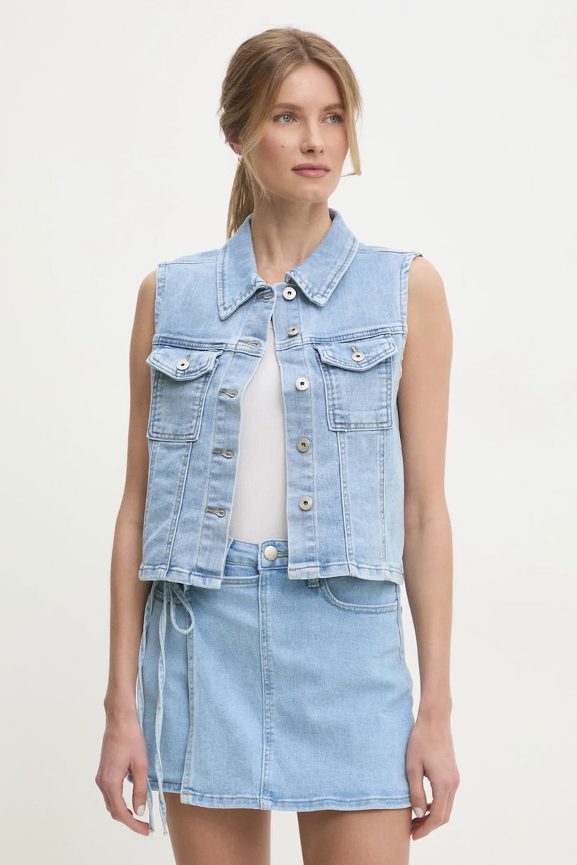 Answear Lab vesta jeans un singur rand de nasturi