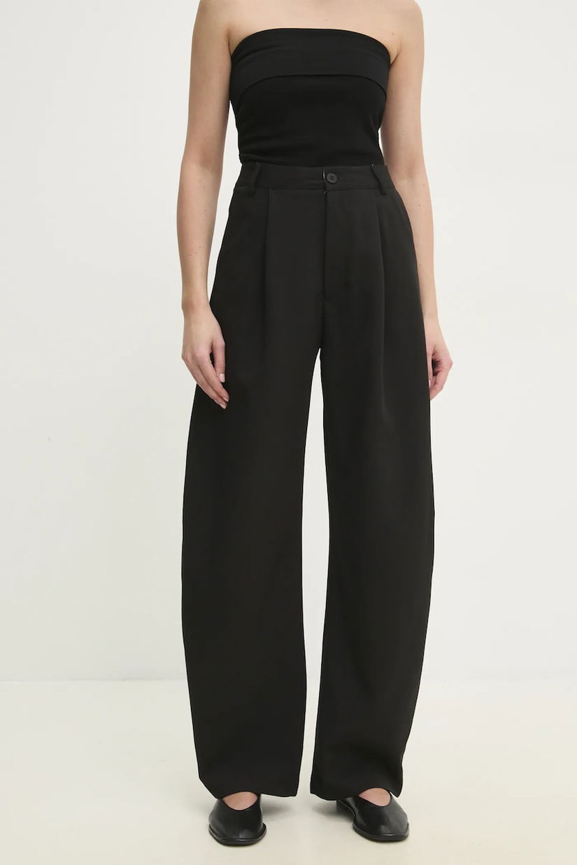 Answear Lab pantaloni femei, culoarea negru, lat, high waist