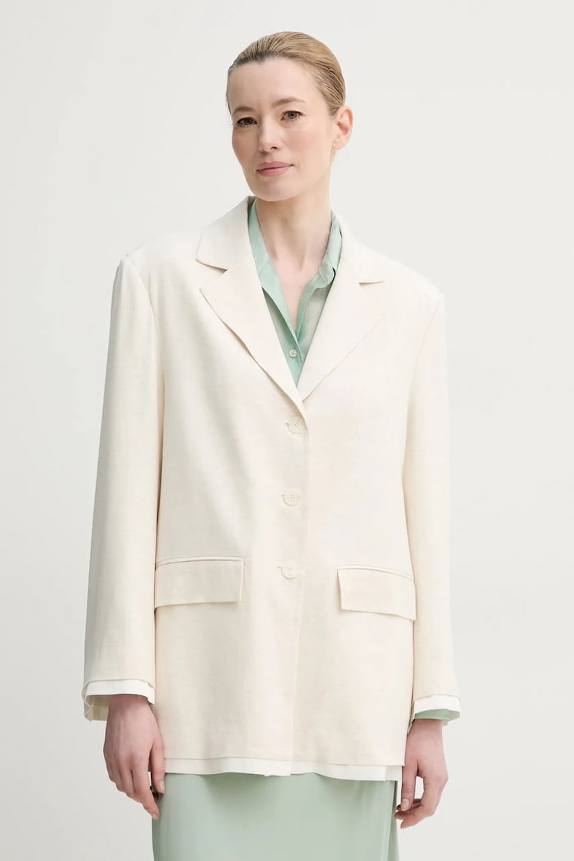ISABELLE BLANCHE blazer din amestec de in culoarea bej, un singur rand de nasturi, neted, IS25SS-J087-T005