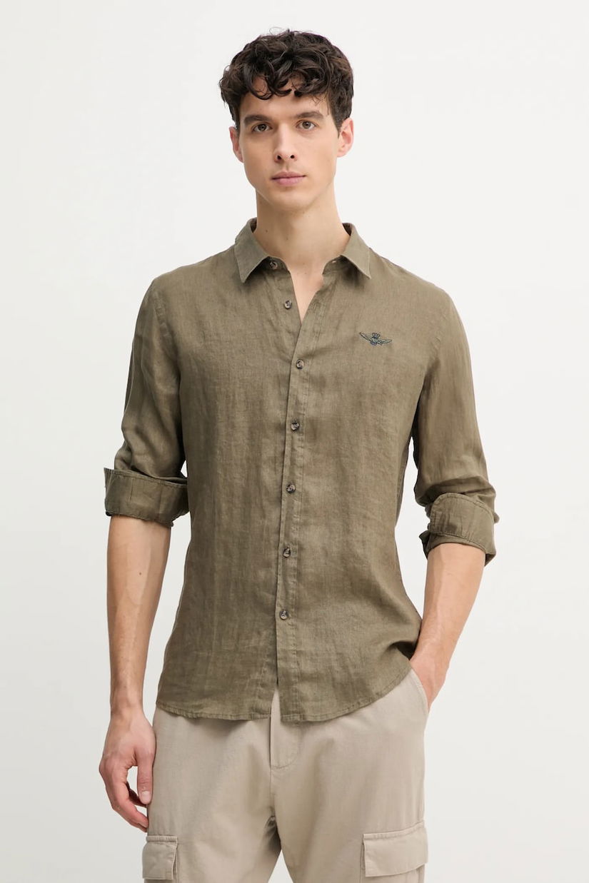 Aeronautica Militare camasa de in culoarea verde, cu guler clasic, regular, CA1239CT3089