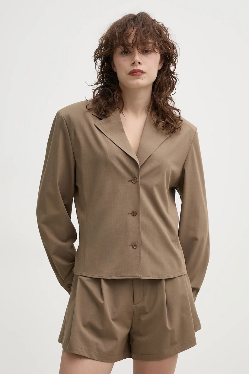 ISABELLE BLANCHE sacou culoarea bej, un singur rand de nasturi, neted, IS25SS-J002-T003