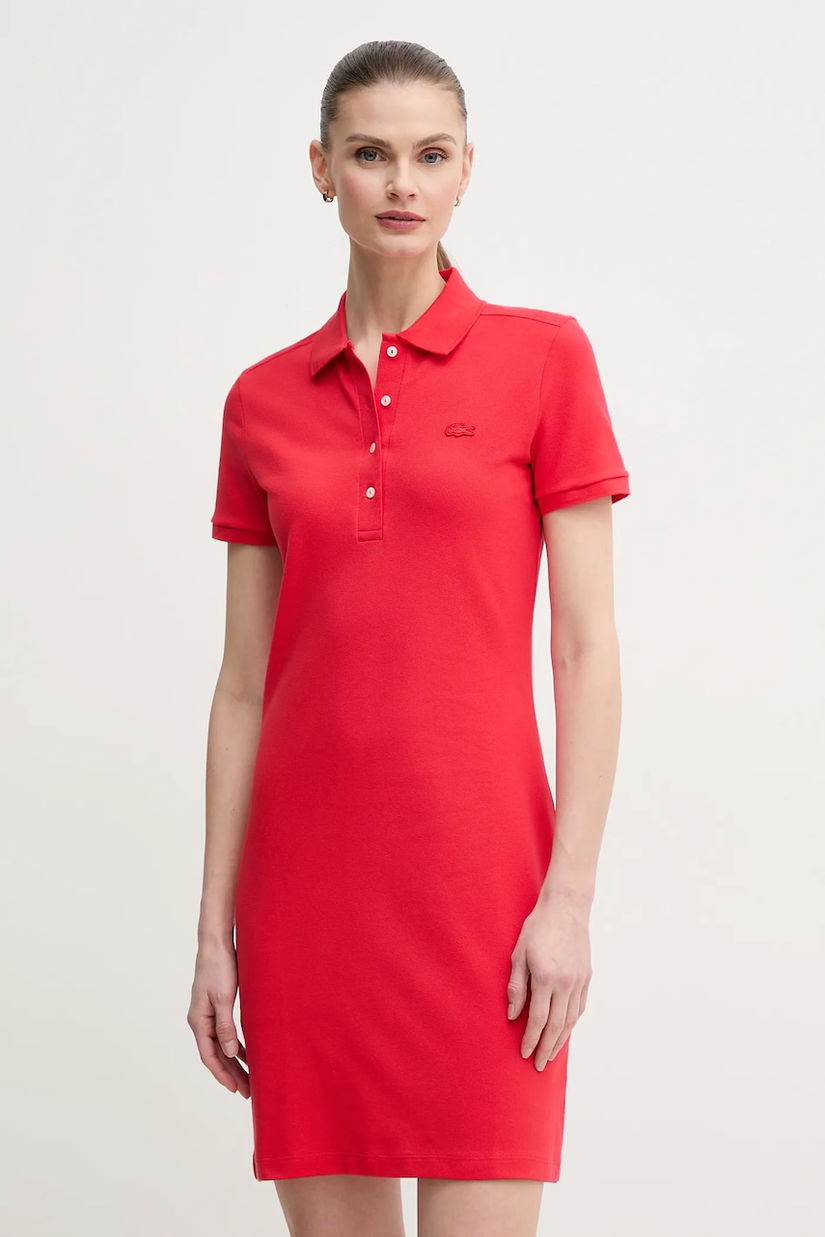 Lacoste rochie culoarea rosu, mini, dreaptă