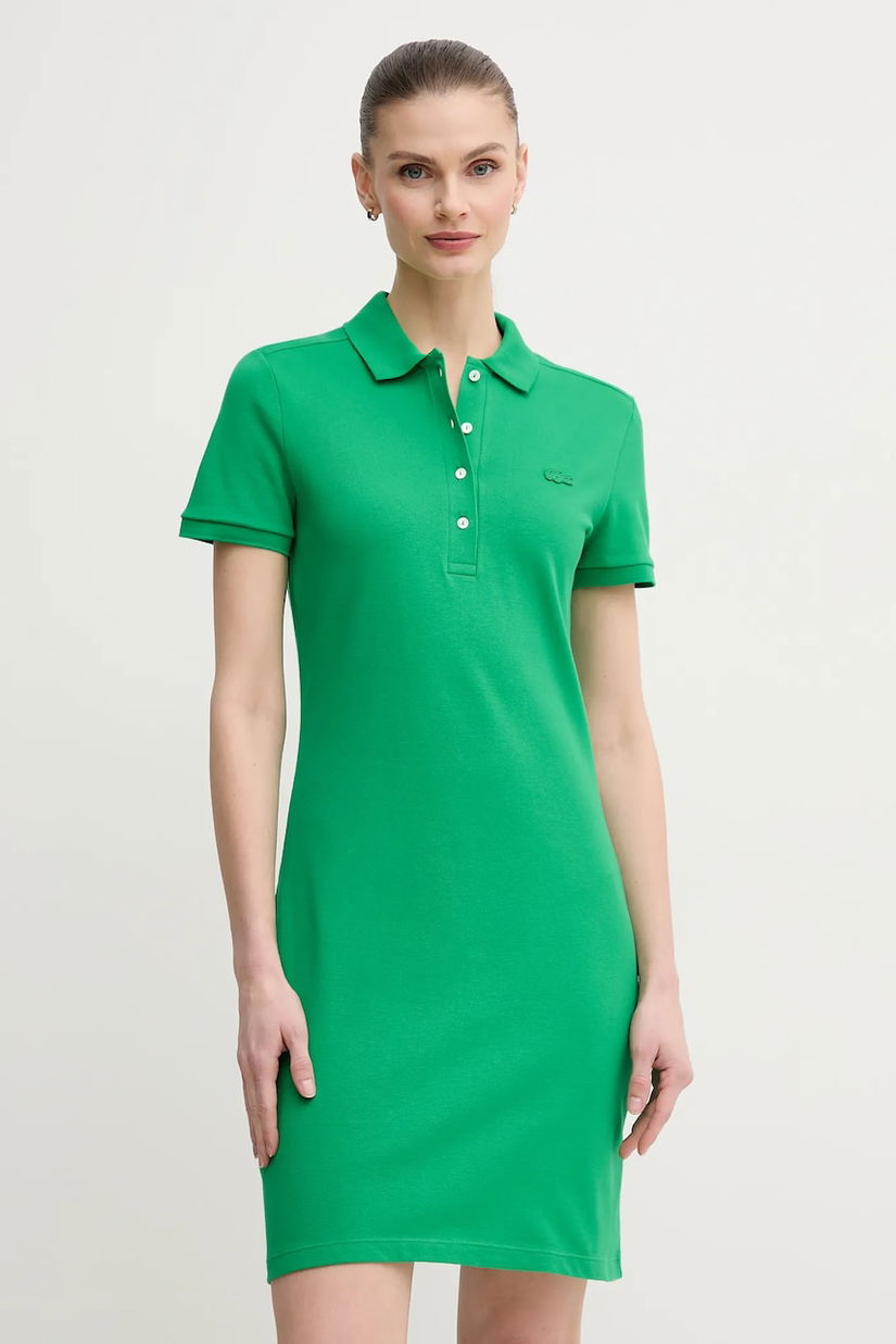 Lacoste rochie culoarea verde, mini, dreaptă