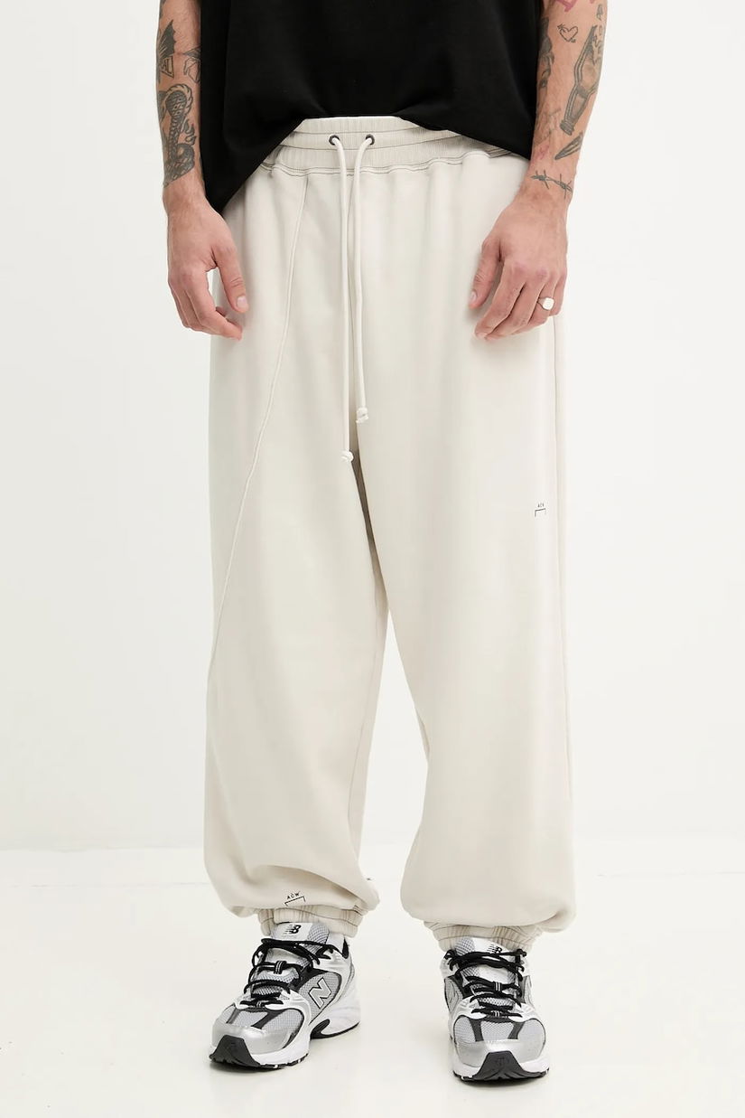 A-COLD-WALL* pantaloni de trening din bumbac barbati, culoarea bej, cu imprimeu, ACWMB291