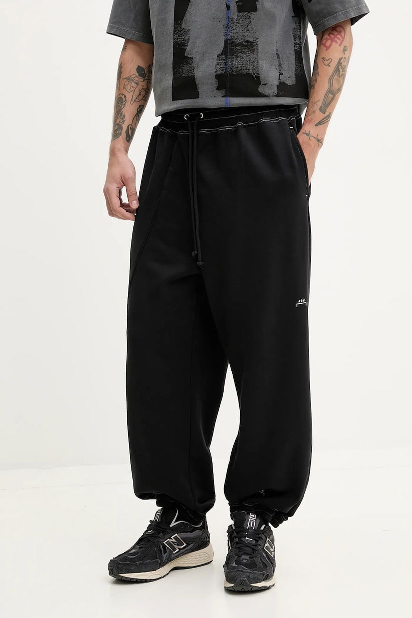 A-COLD-WALL* pantaloni de trening din bumbac barbati, culoarea negru, cu imprimeu, ACWMB291