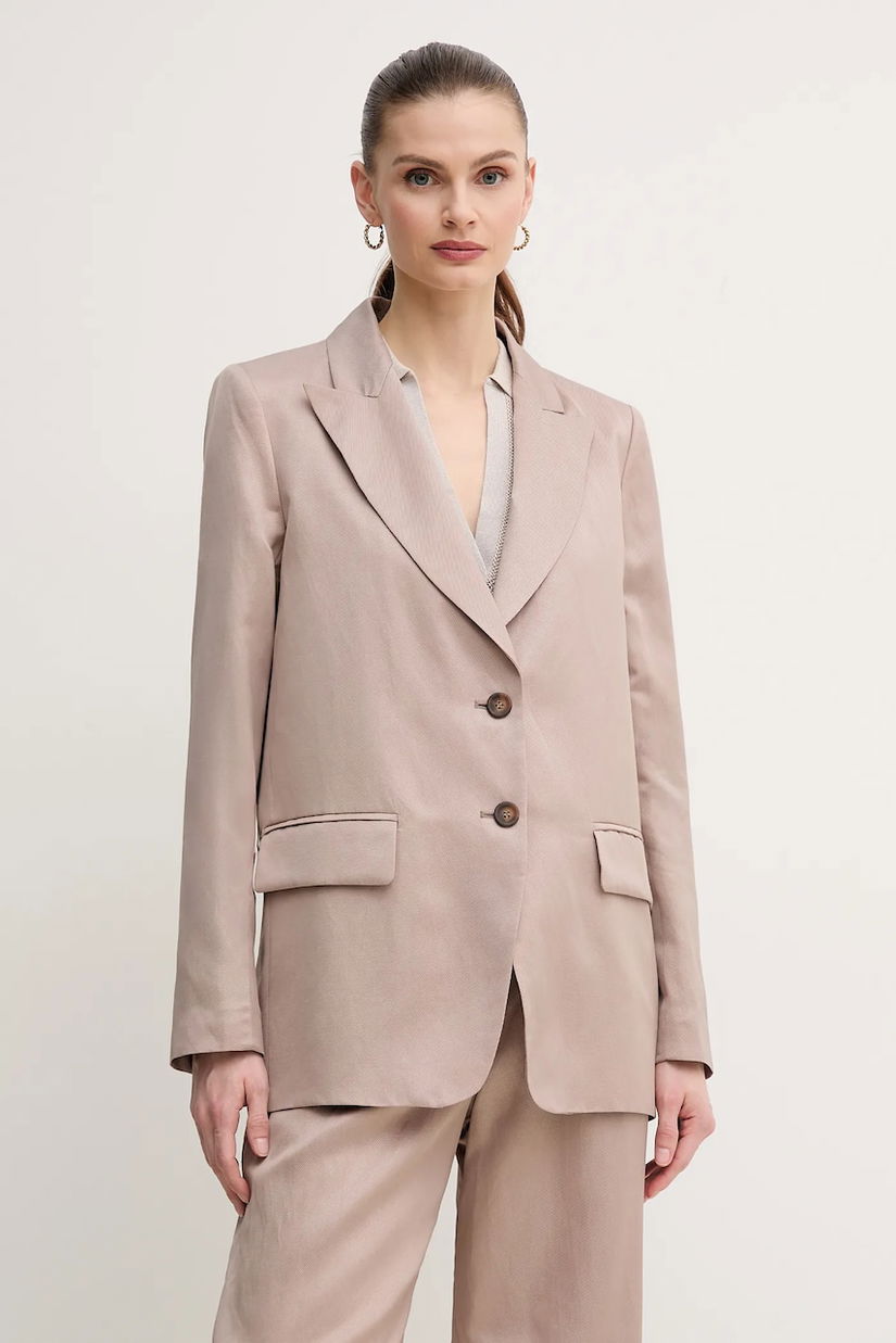 Marc Aurel blazer din amestec de in culoarea bej, un singur rand de nasturi, neted, 3925-1020-93406