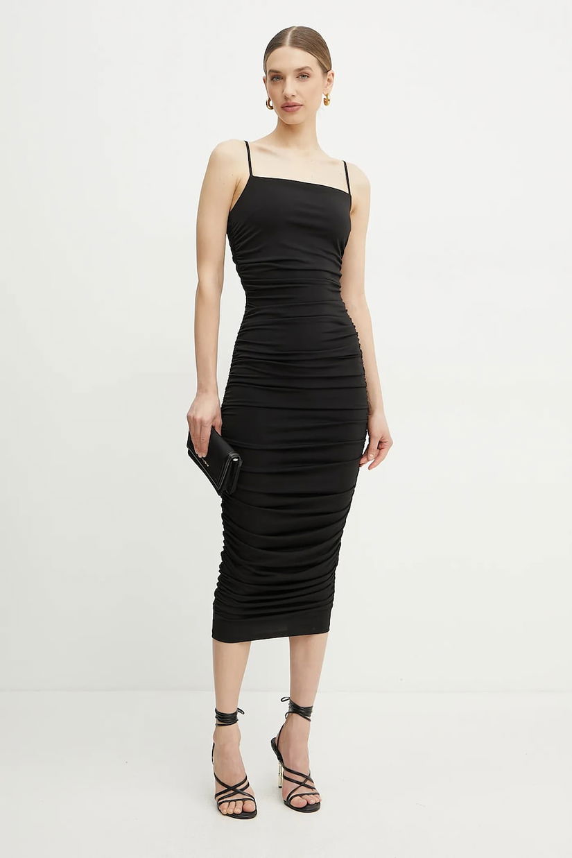 MICHAEL Michael Kors rochie culoarea negru, midi, mulată, MS582MIH6J