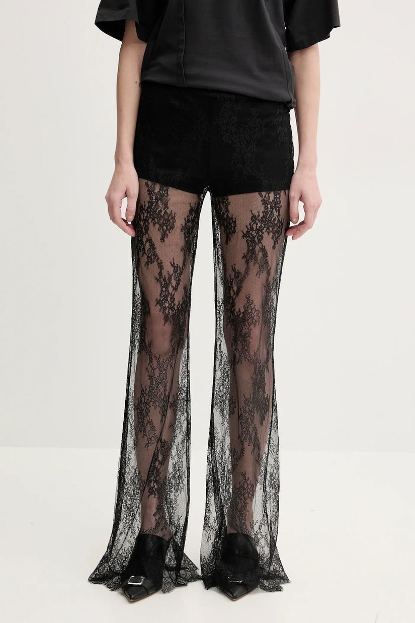 Aniye By pantaloni femei, culoarea negru, evazati, high waist, 185630