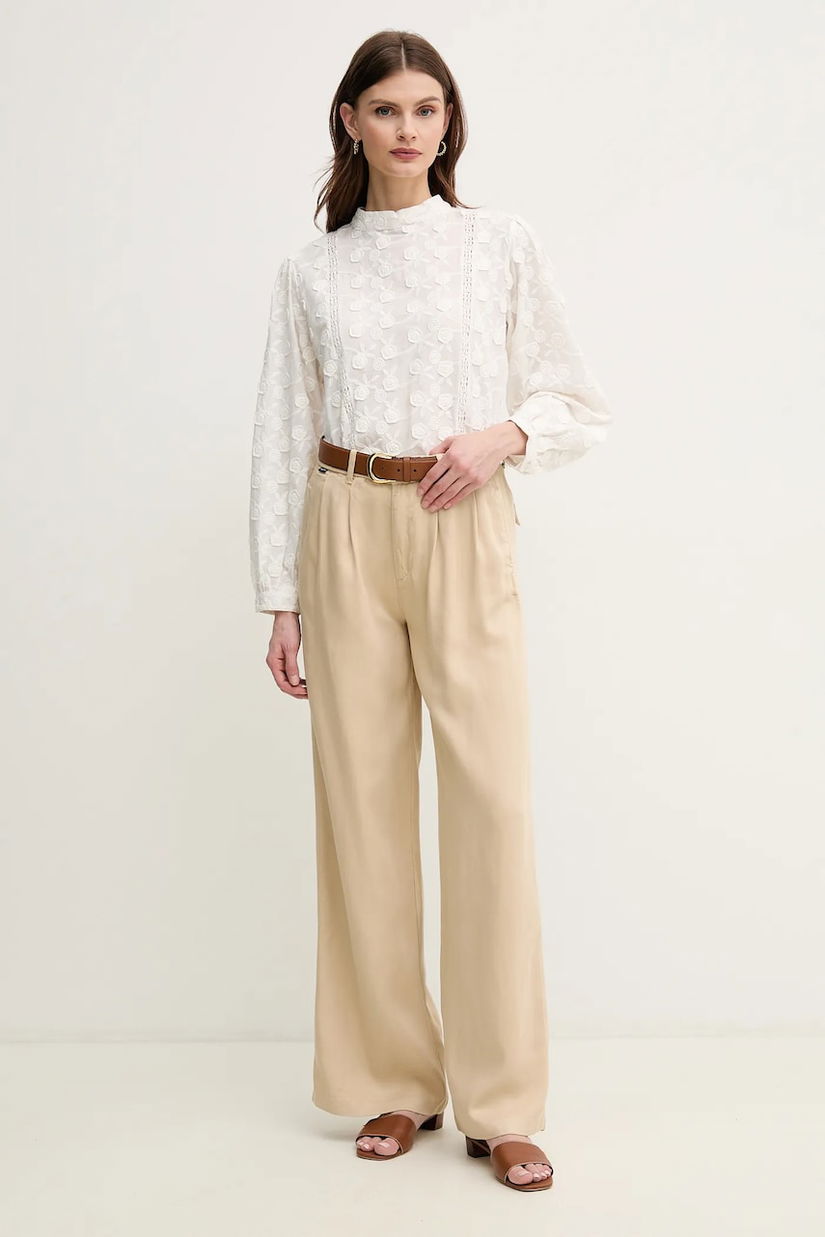 Hoss Intropia bluza din bumbac femei, culoarea alb, neted, 6289131