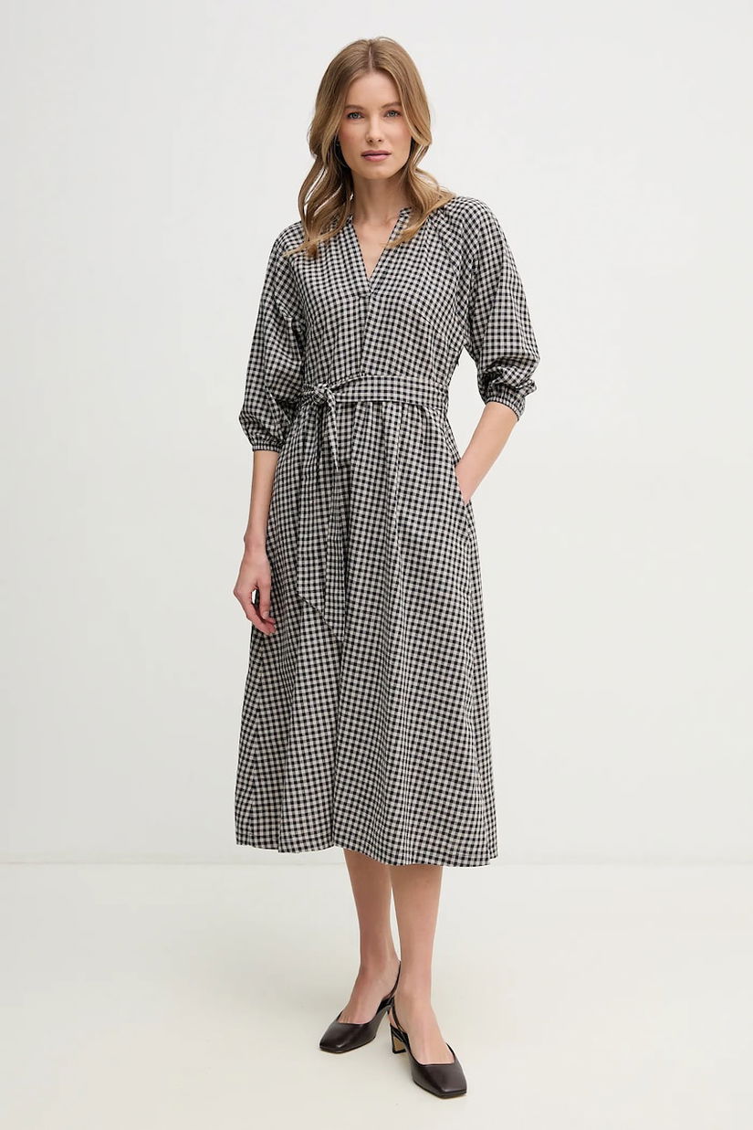 Barbour rochie Suri culoarea negru, midi, evazată, LDR0889NY99