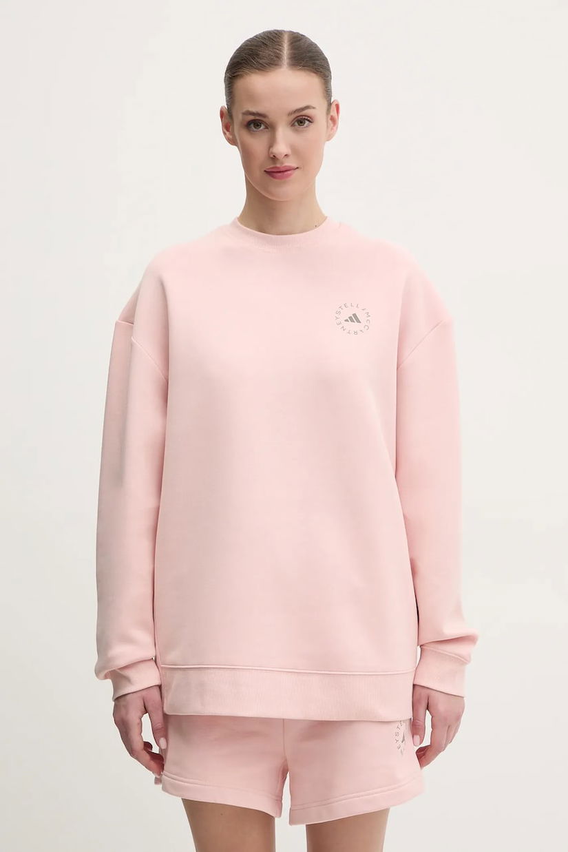 adidas by Stella McCartney bluză trening culoarea roz, neted, JN0229