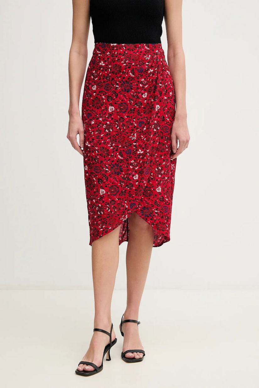 Pepe Jeans fusta CLAU culoarea rosu, midi, drept, PL901199