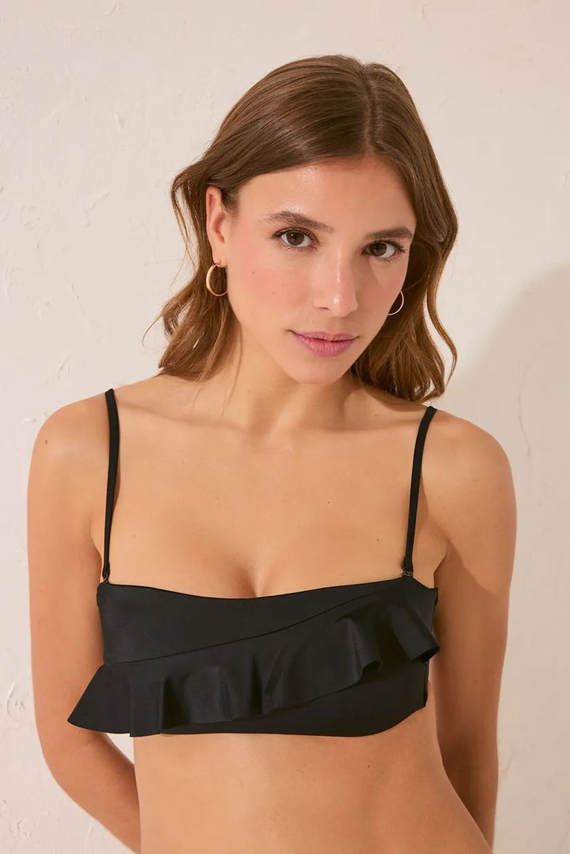 women'secret sutien de baie culoarea negru, cupa moale, 6489782