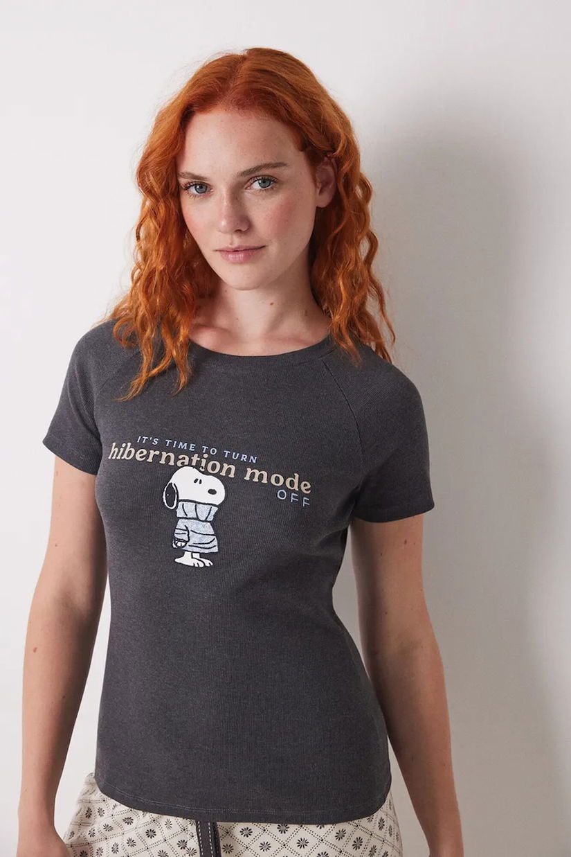 women'secret tricou de pijama din bumbac femei, culoarea gri, bumbac, 3279685