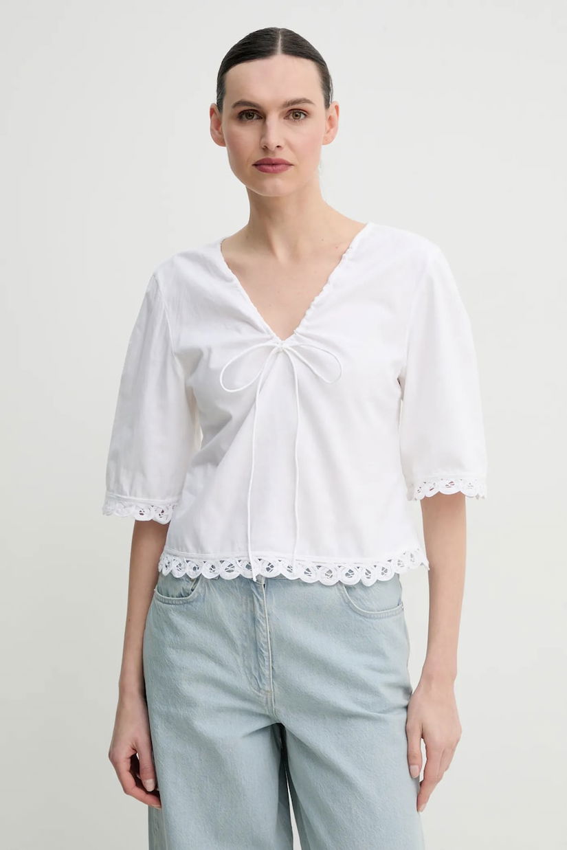 By Malene Birger bluza din bumbac ULRIKKE femei, culoarea alb, neted, 103050