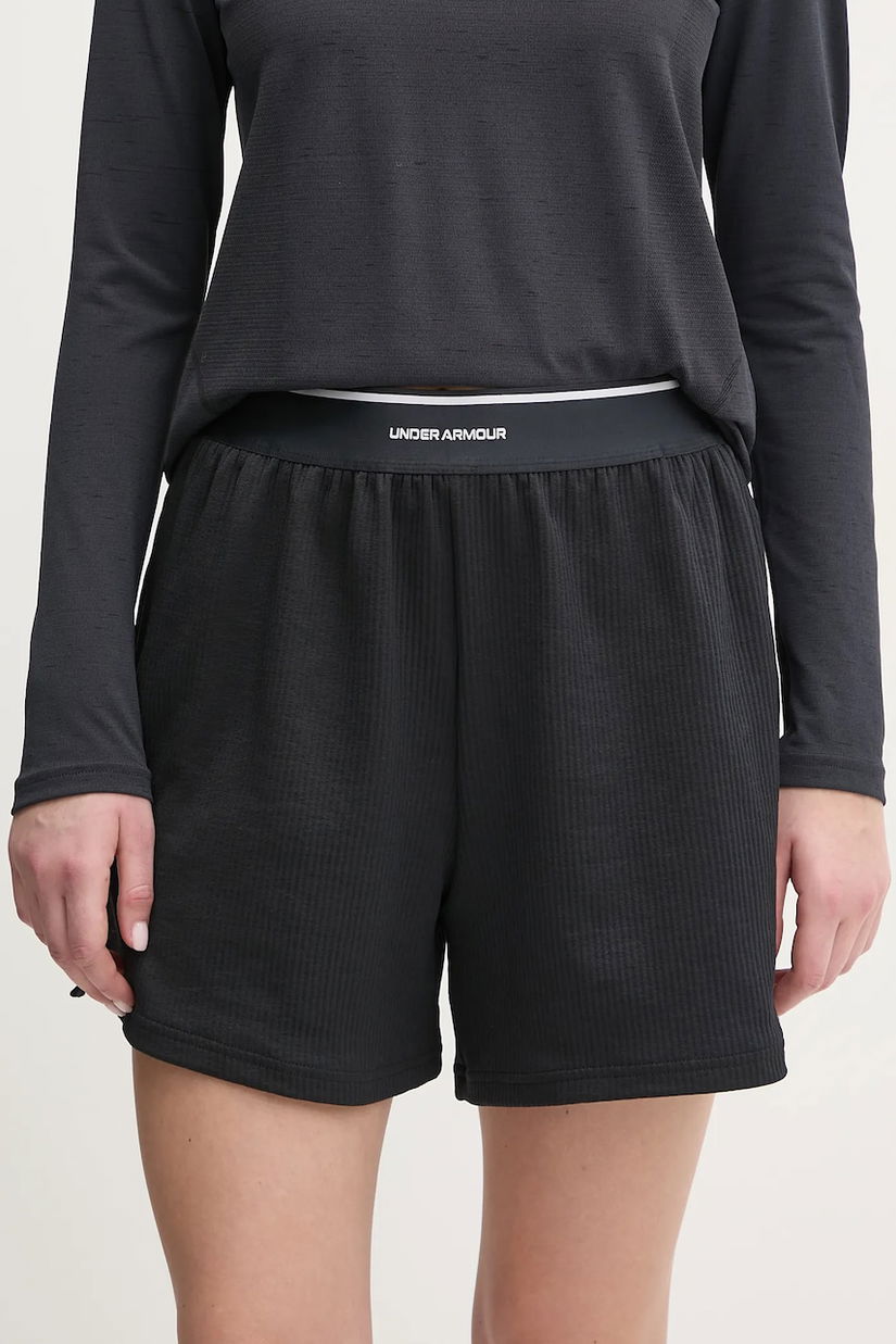 Under Armour pantaloni scurți de antrenament Meridian culoarea negru, cu imprimeu, high waist, 1390242