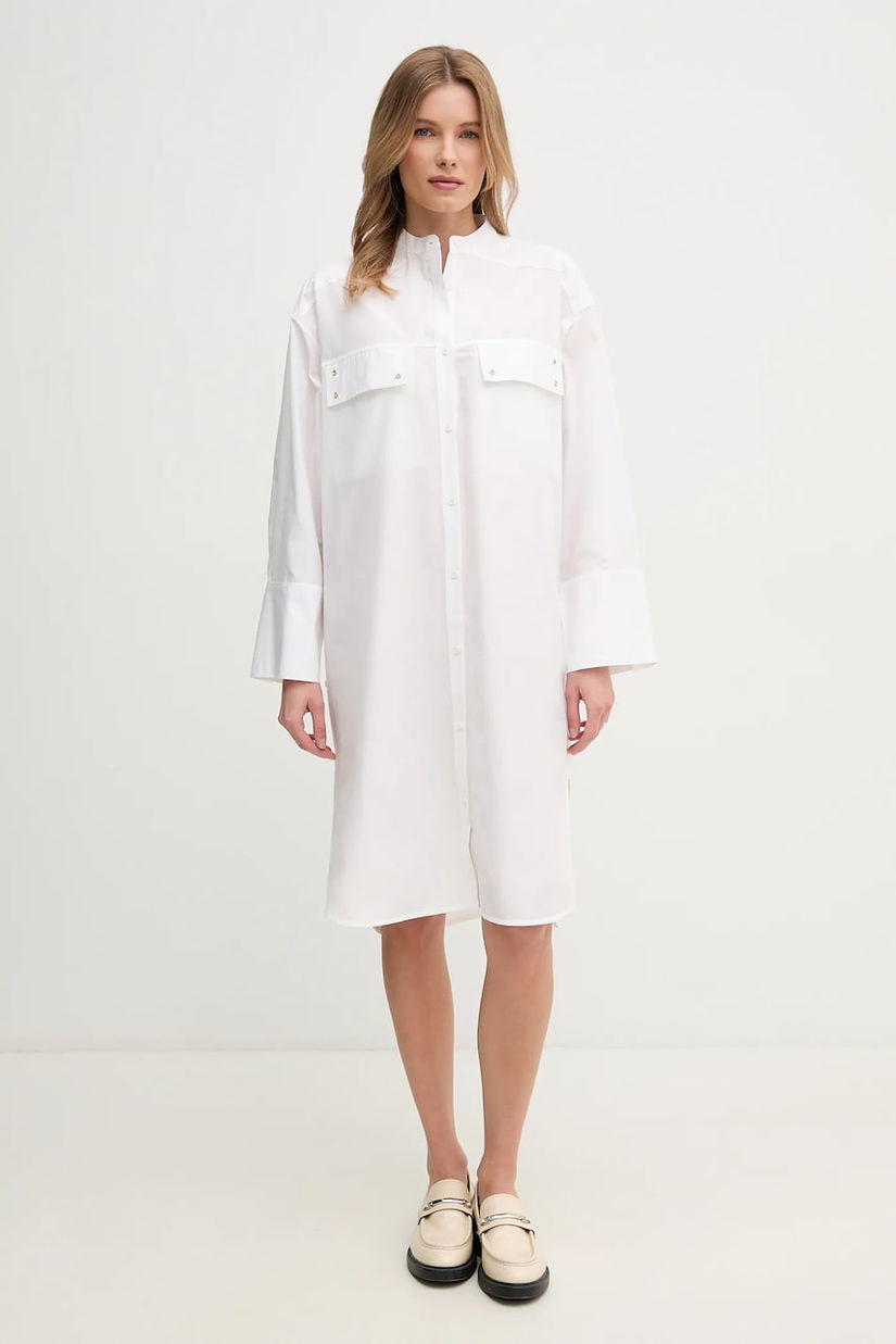 Barbour rochie Alma culoarea alb, midi, oversize, LDR0923WH11