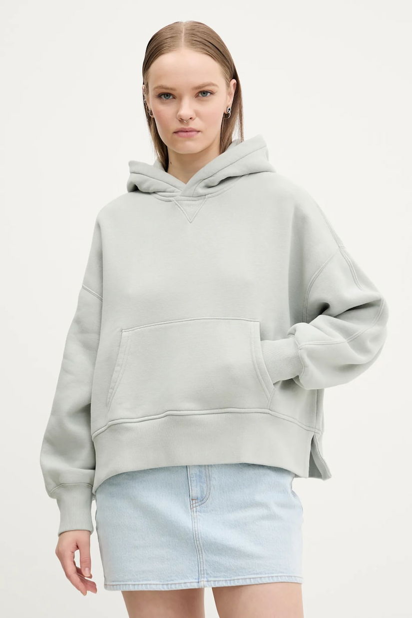 Abercrombie & Fitch bluza femei, culoarea gri, cu glugă, neted, KI152-5080