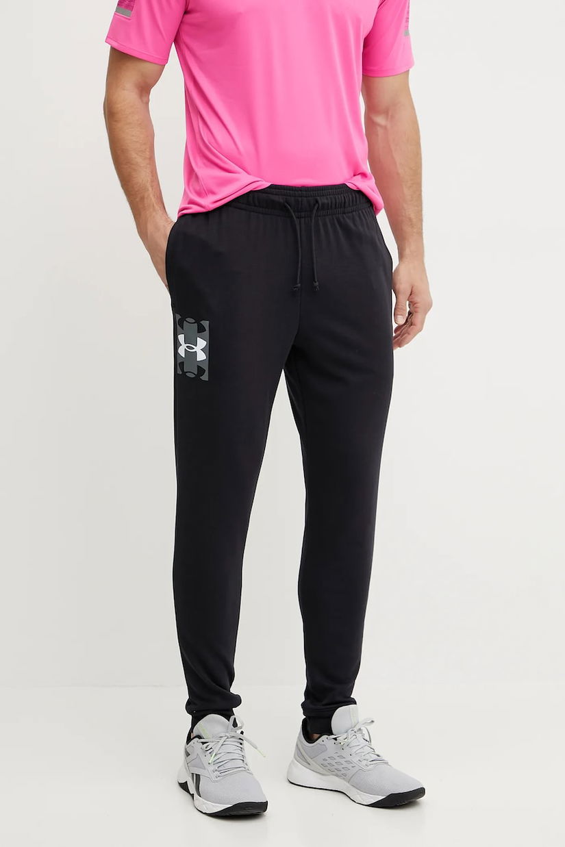 Under Armour pantaloni de antrenament Rival Terry culoarea negru, cu imprimeu, 1390144