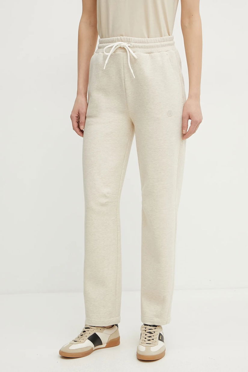BOSS pantaloni de trening femei, culoarea bej, melanj, 50537486