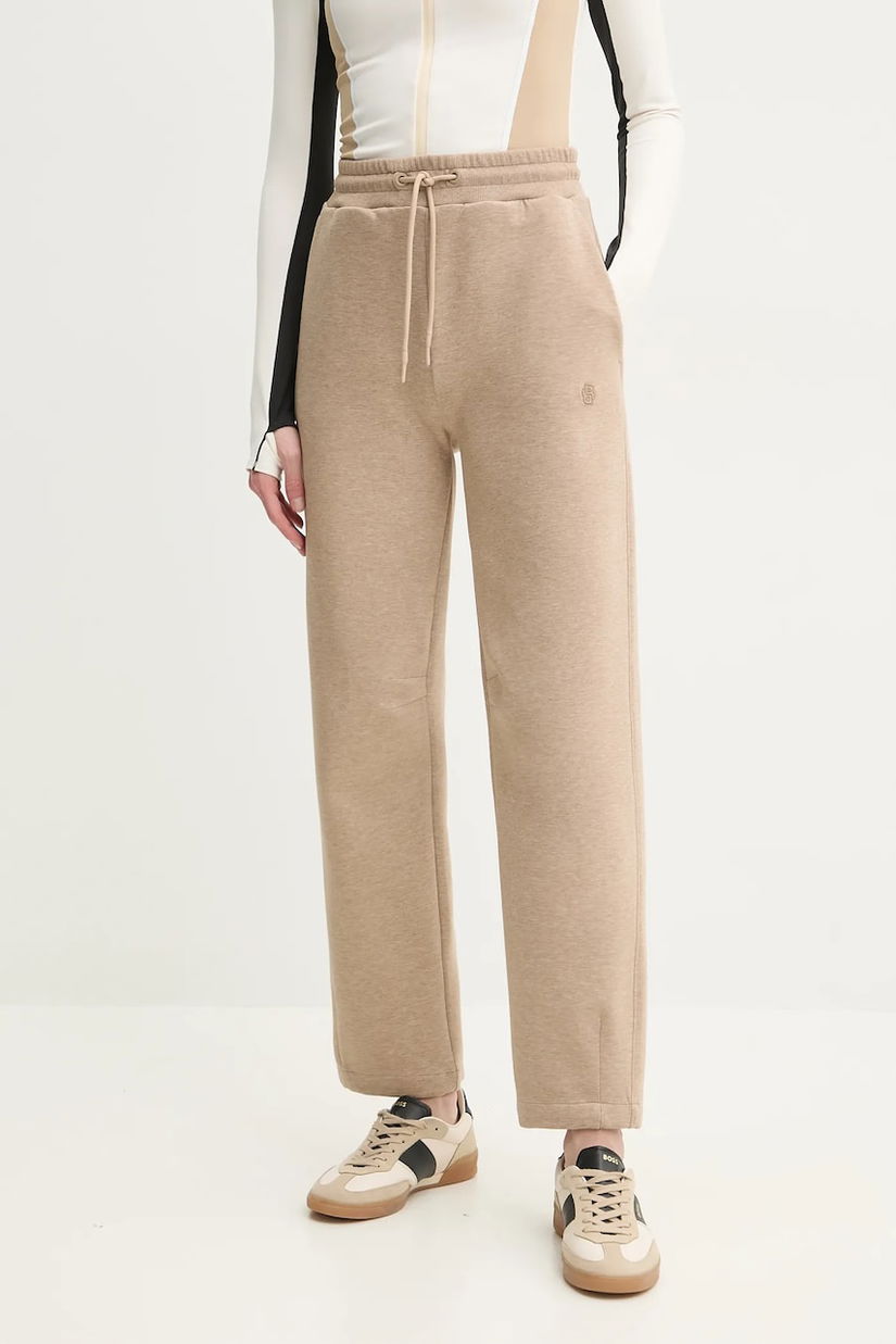 BOSS pantaloni de trening femei, culoarea bej, melanj, 50537486