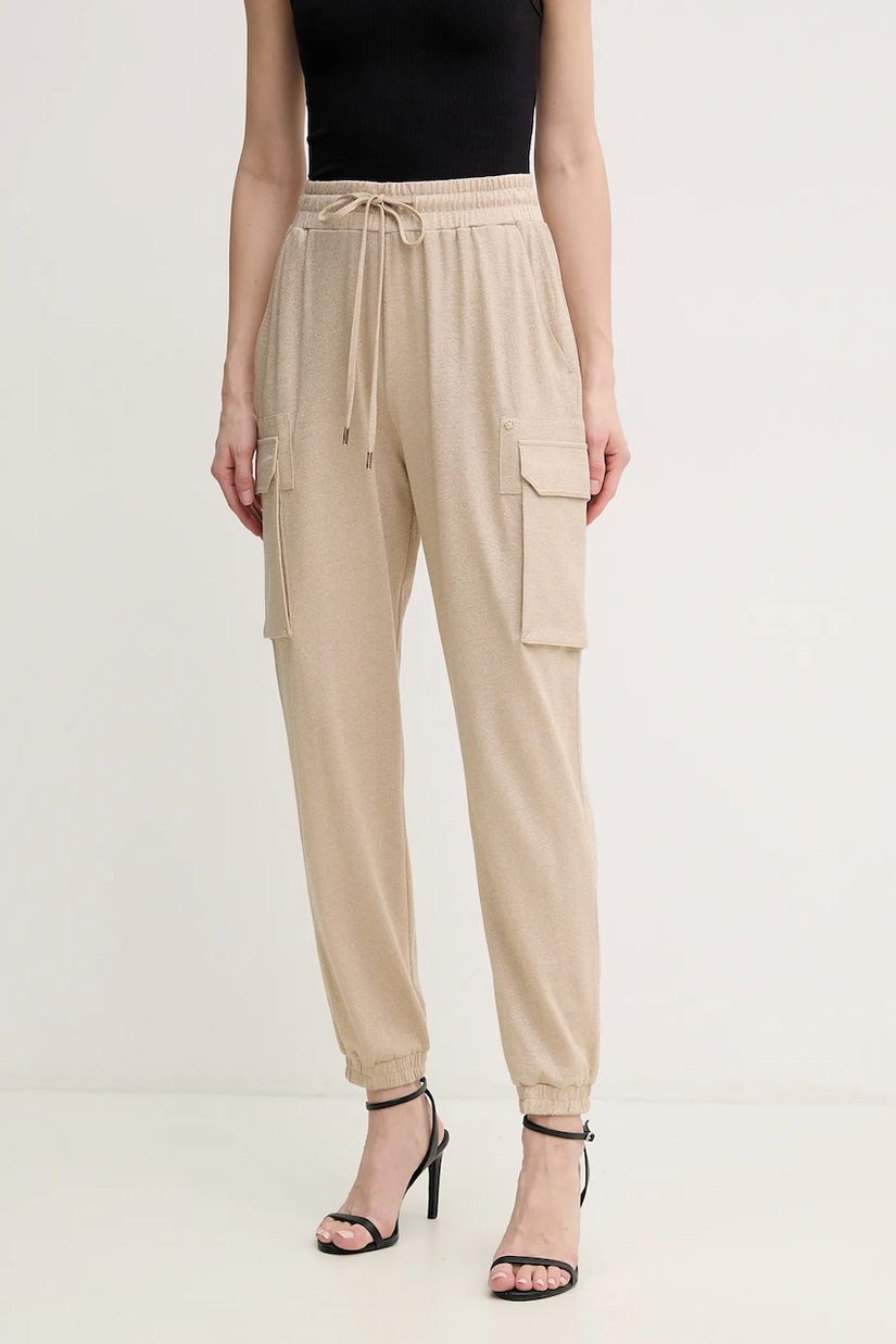 Marc Aurel pantaloni femei, culoarea bej, high waist, 1844-7000-73813
