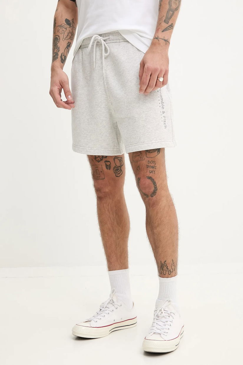Abercrombie & Fitch pantaloni scurti barbati, culoarea gri, melanj, KI176-5150