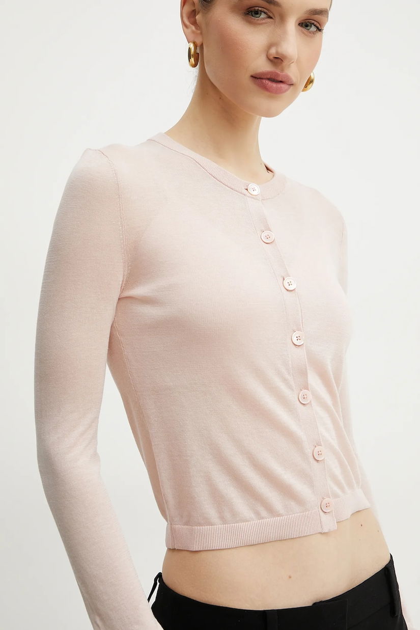 MICHAEL Michael Kors cardigan cu amestec de mătase femei, culoarea roz, light, MS5615MGW2