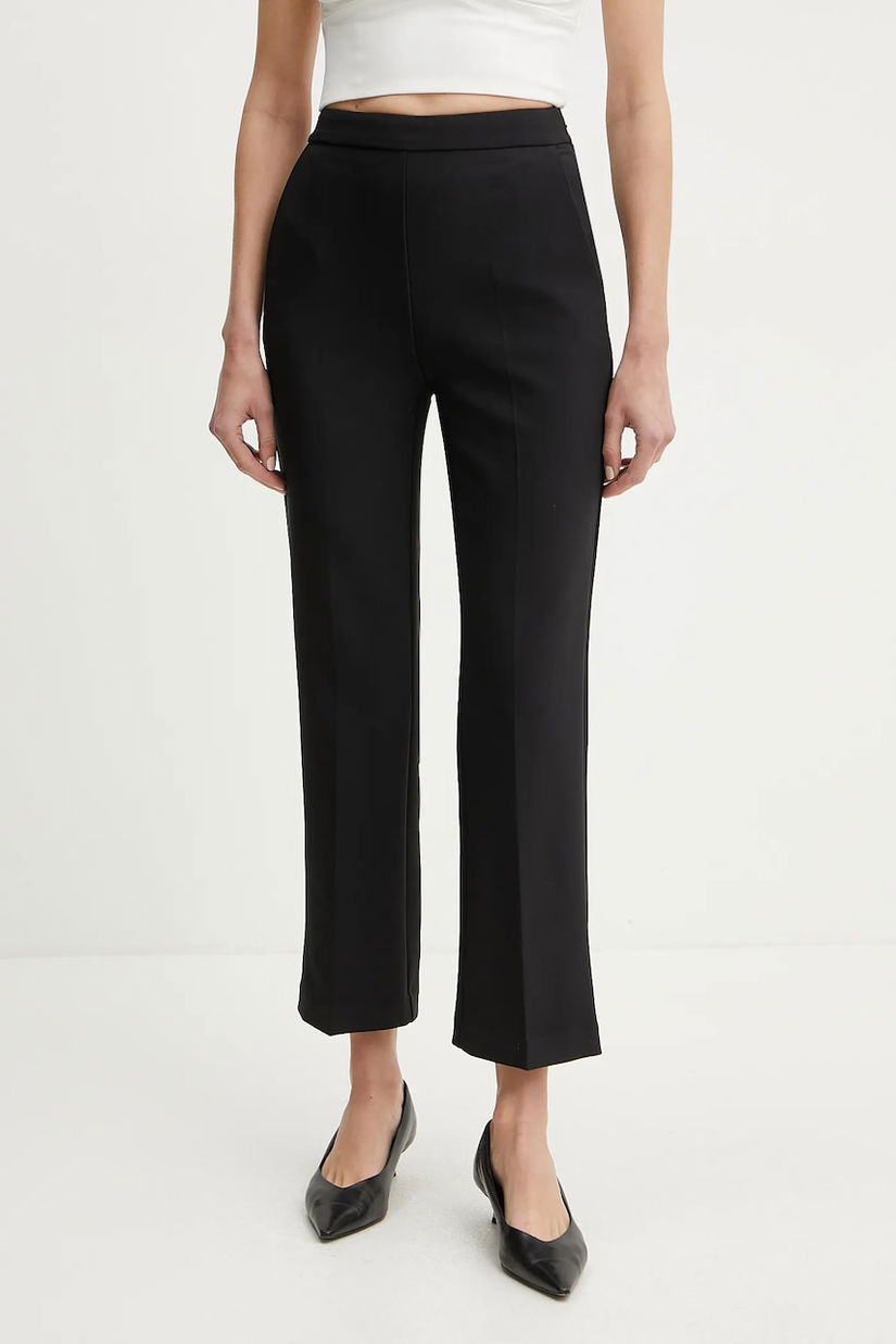 Elisabetta Franchi pantaloni femei, culoarea negru, drept, high waist, PA08951E2