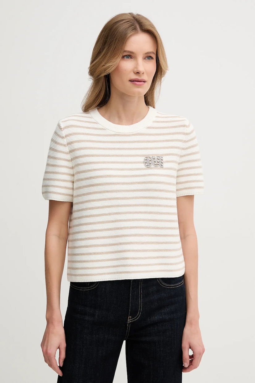 OUI pulover de bumbac femei, culoarea bej, 93311