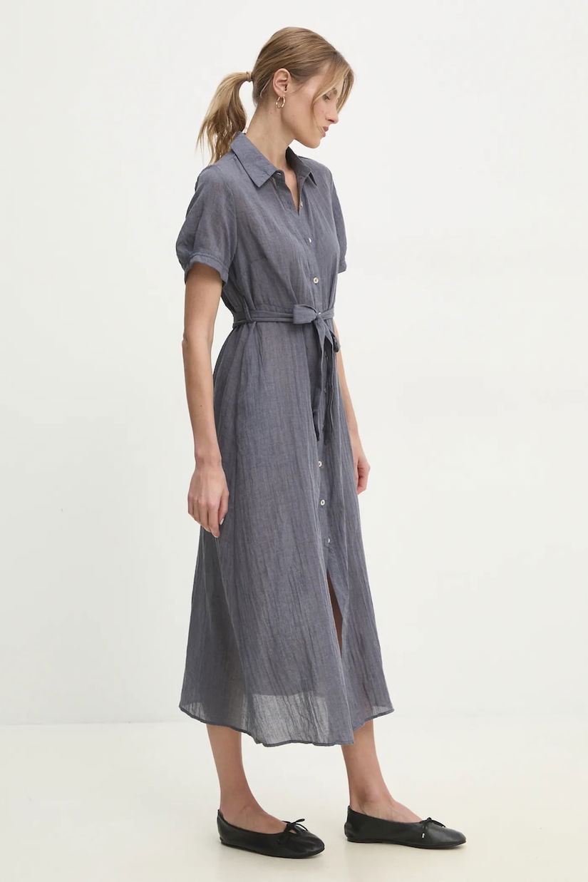 Answear Lab rochie din in culoarea bleumarin, maxi, evazată