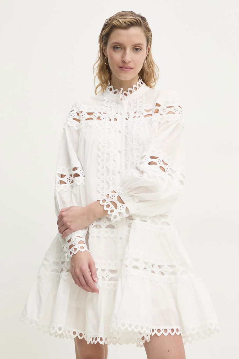 Answear Lab rochie din bumbac culoarea alb, mini, evazată
