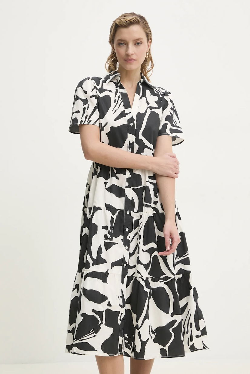 Answear Lab rochie din bumbac culoarea negru, midi, evazată
