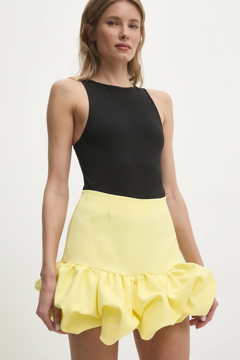 Answear Lab fustă culoarea galben, mini, evazati