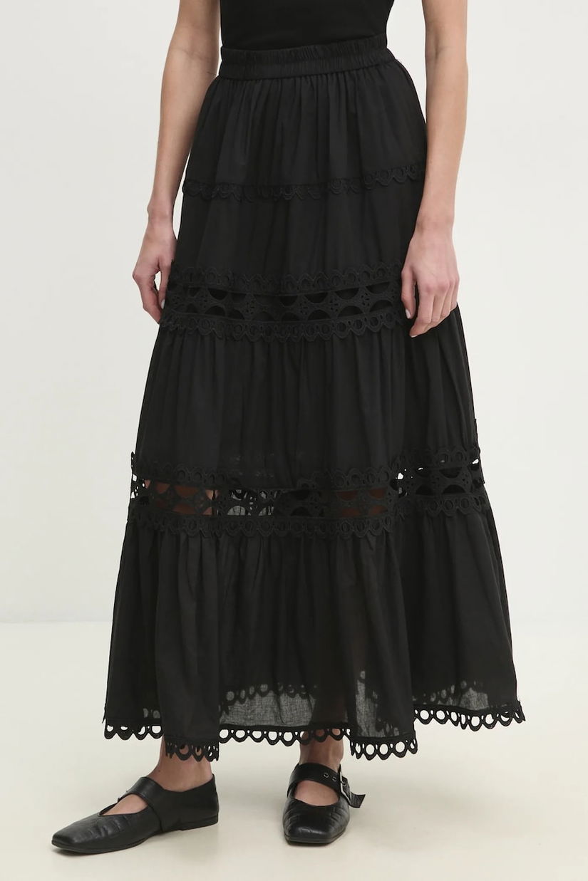 Answear Lab fustă din bumbac culoarea negru, maxi, evazati