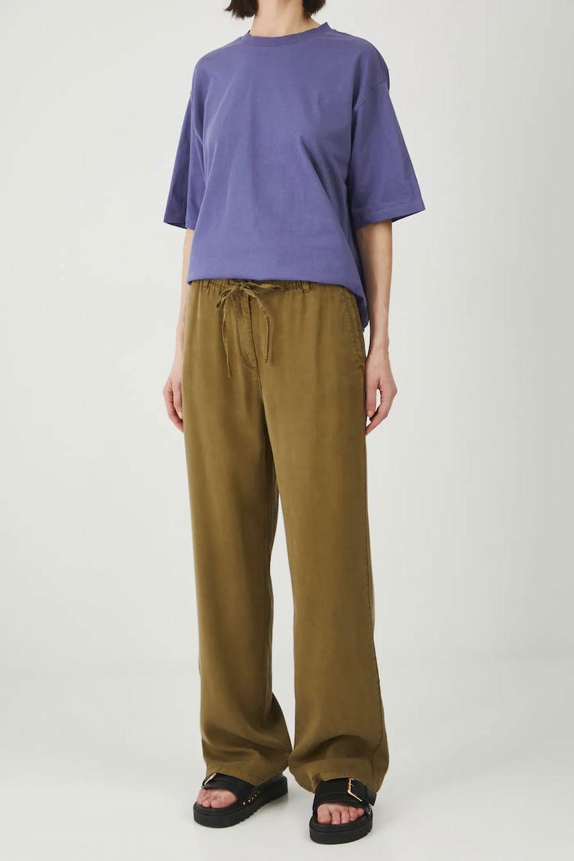 Medicine pantaloni femei, culoarea verde, lat, high waist