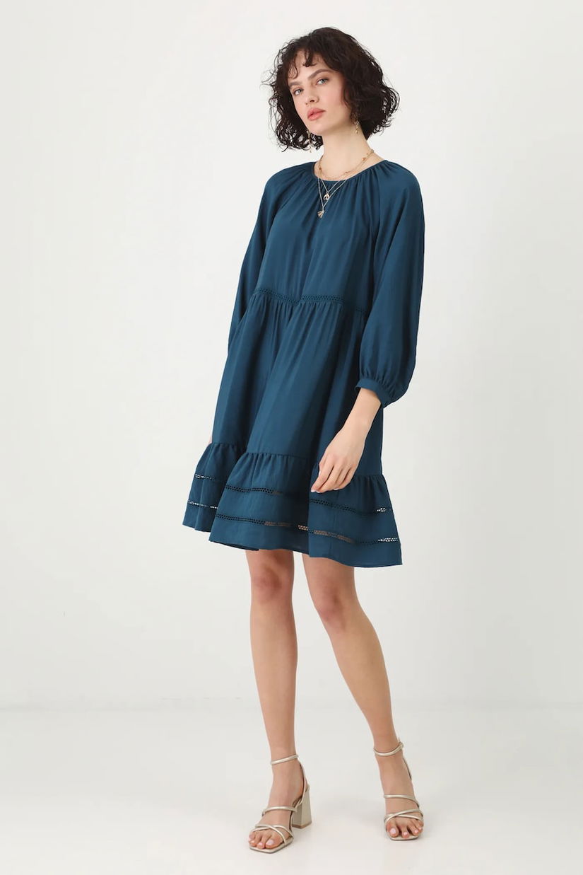Medicine rochie culoarea turcoaz, mini, oversize