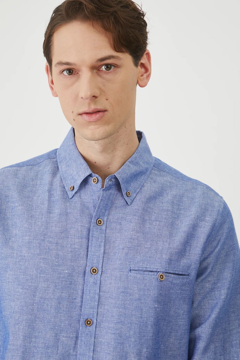 Medicine camasa de in barbati, cu guler button-down, regular