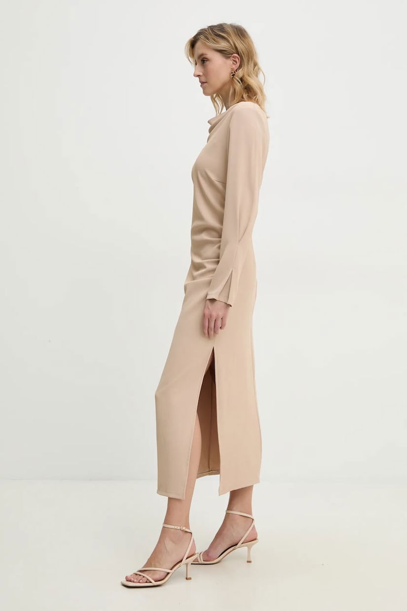 Answear Lab rochie culoarea bej, midi, mulată