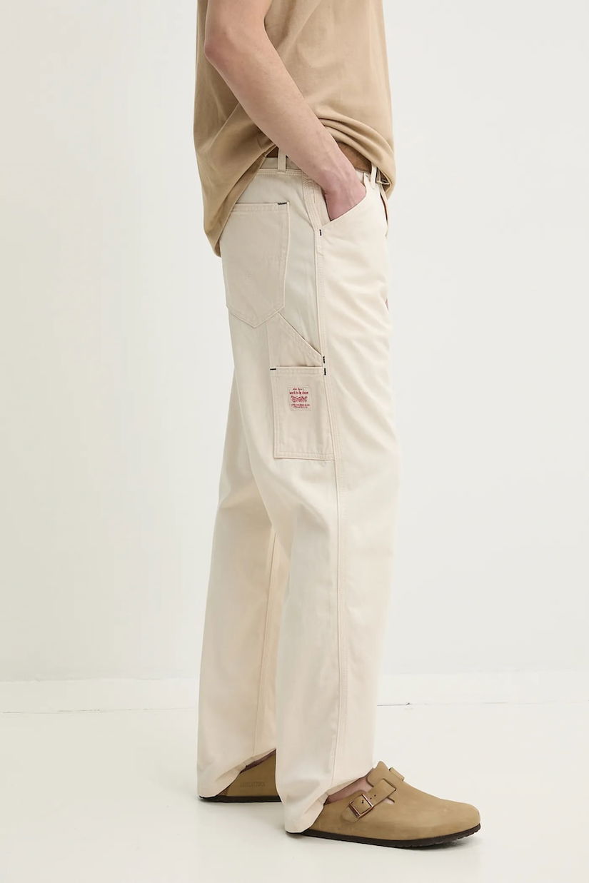 Levi's pantaloni de bumbac culoarea bej, drept, 568 LOOSE STRT