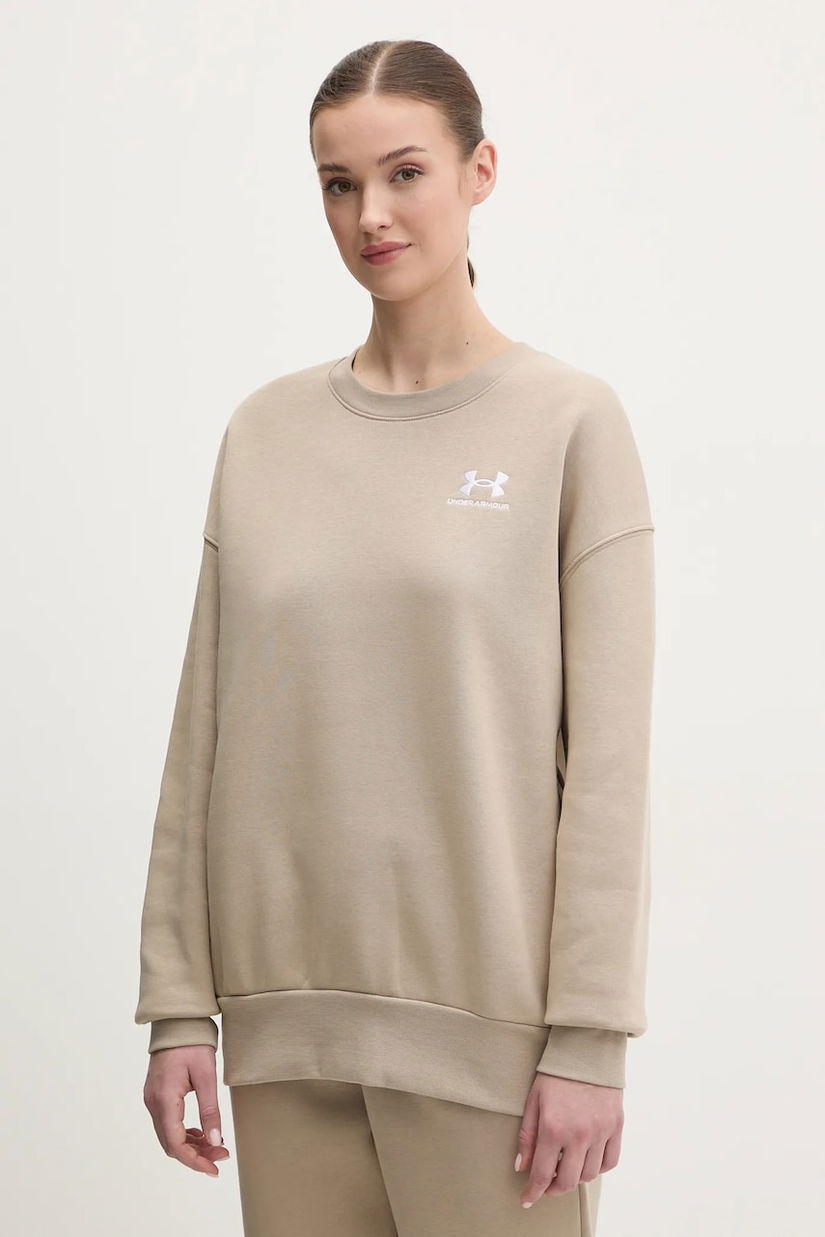 Under Armour bluza femei, culoarea bej, cu imprimeu