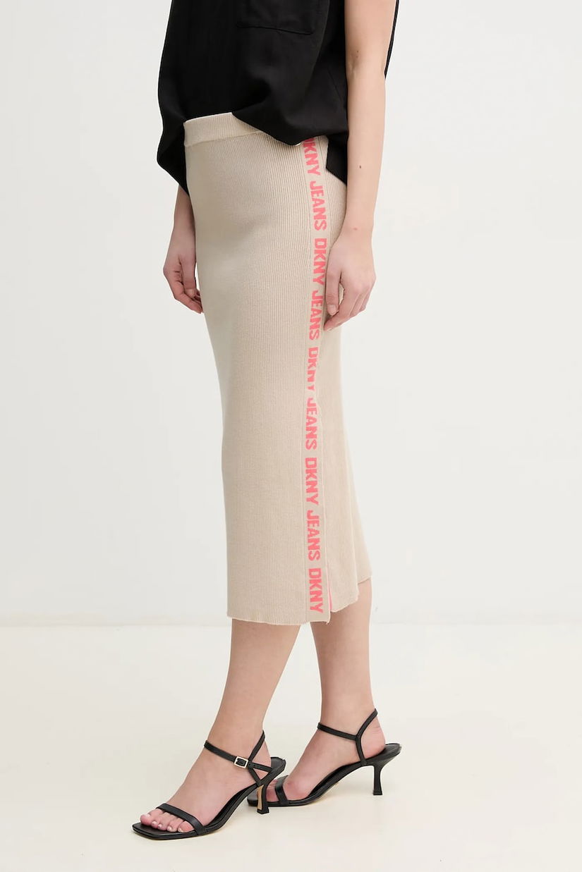 Dkny fusta culoarea bej, midi, creion