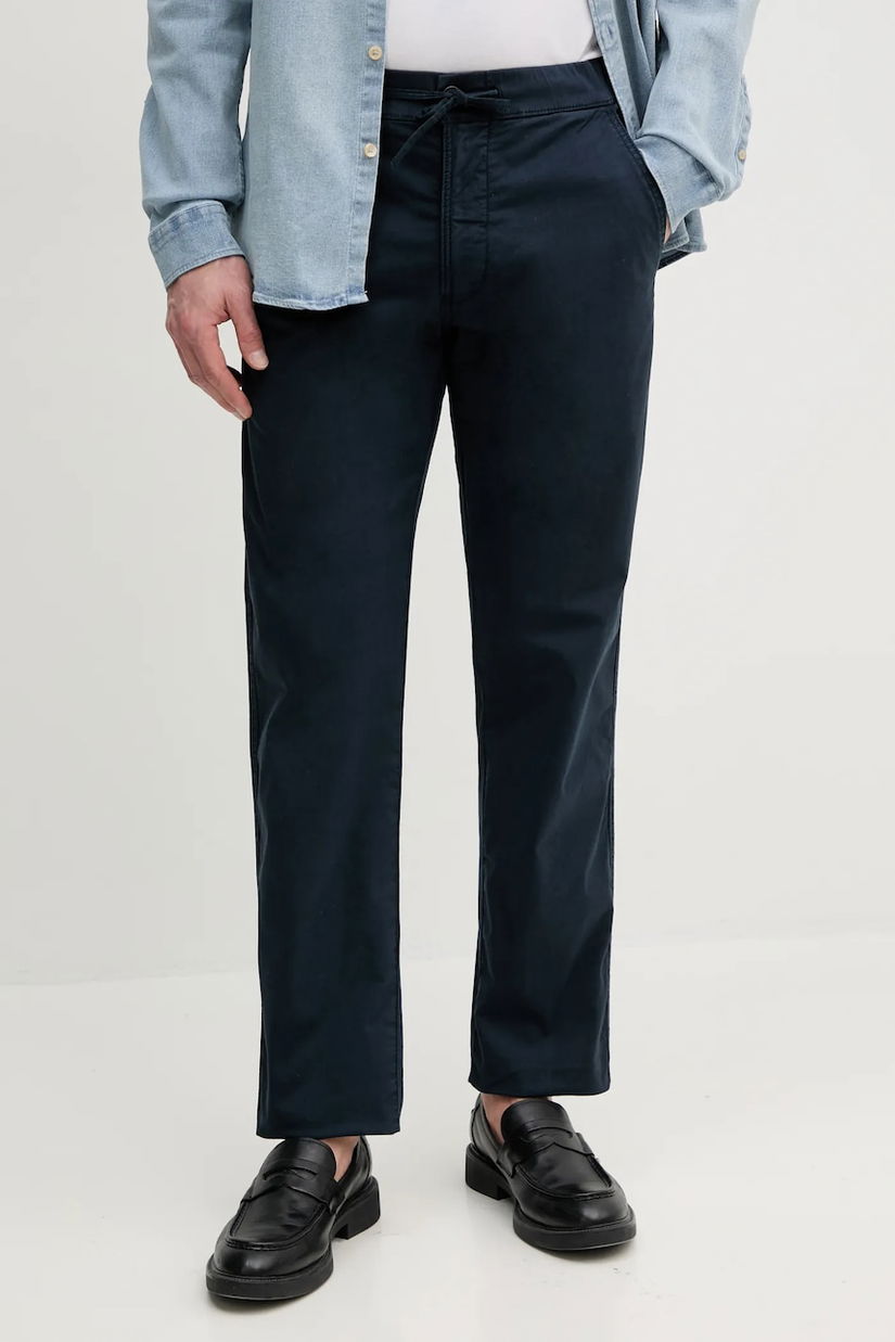 Pepe Jeans pantaloni PULL ON COMFORT CHINO barbati, culoarea albastru marin, drept, PM211866