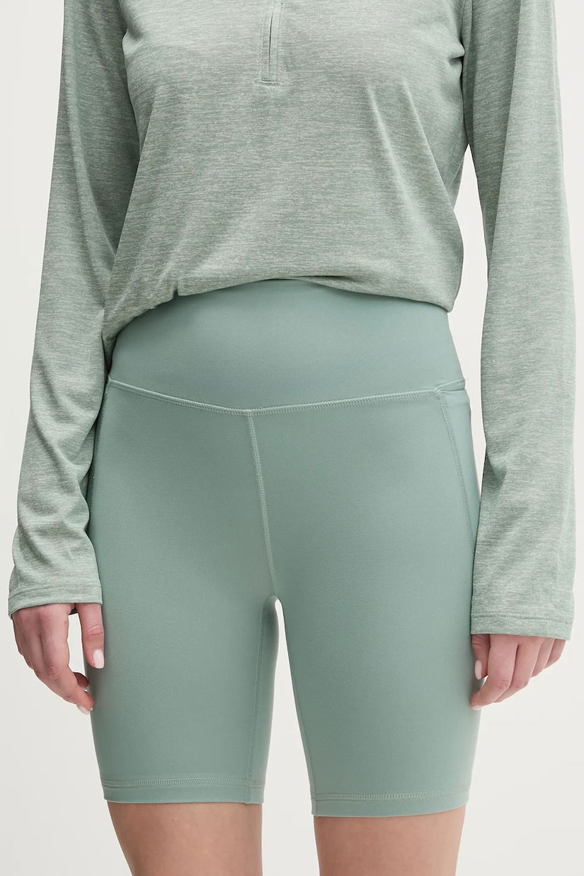 Under Armour pantaloni scurți de antrenament Meridian culoarea verde, neted, high waist, 1382521
