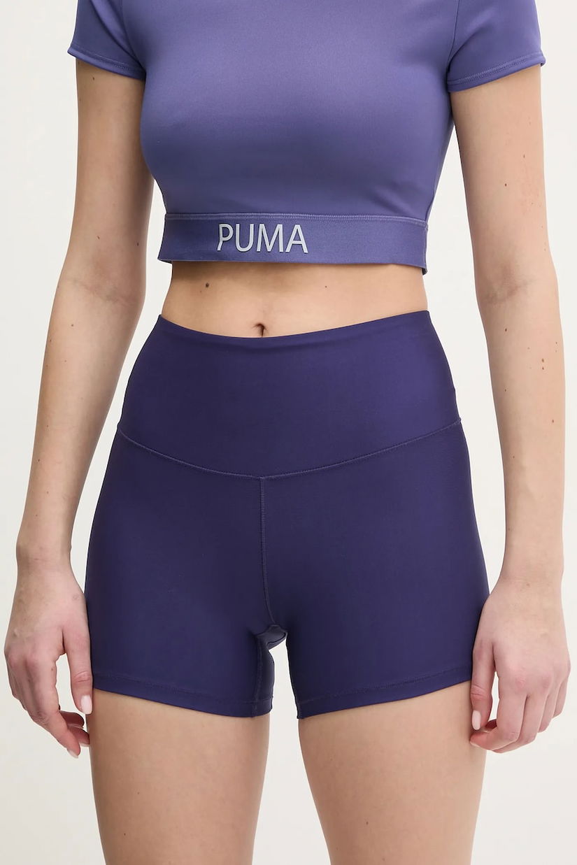 Casall pantaloni scurți de antrenament culoarea negru, uni, high waist, 23149.
